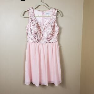 a. drea Pink Sequin Fit and Flare Mini Sleeveless Dress Size S